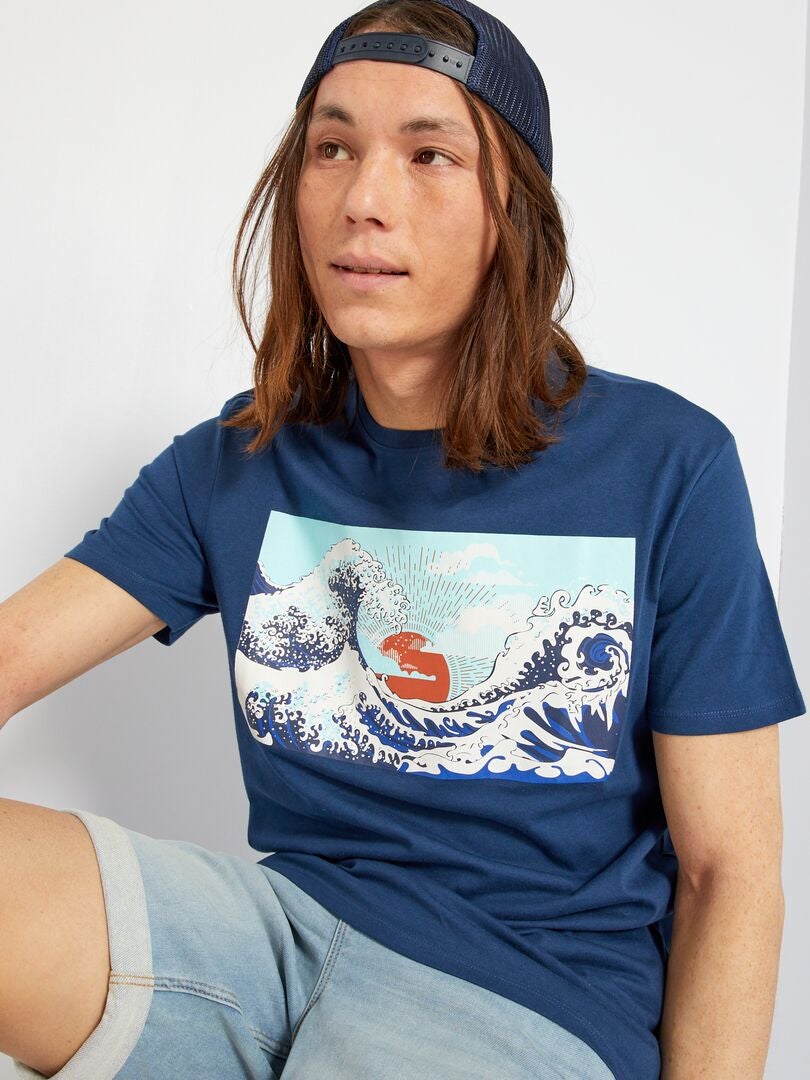 Camiseta de punto con estampado AZUL - Kiabi