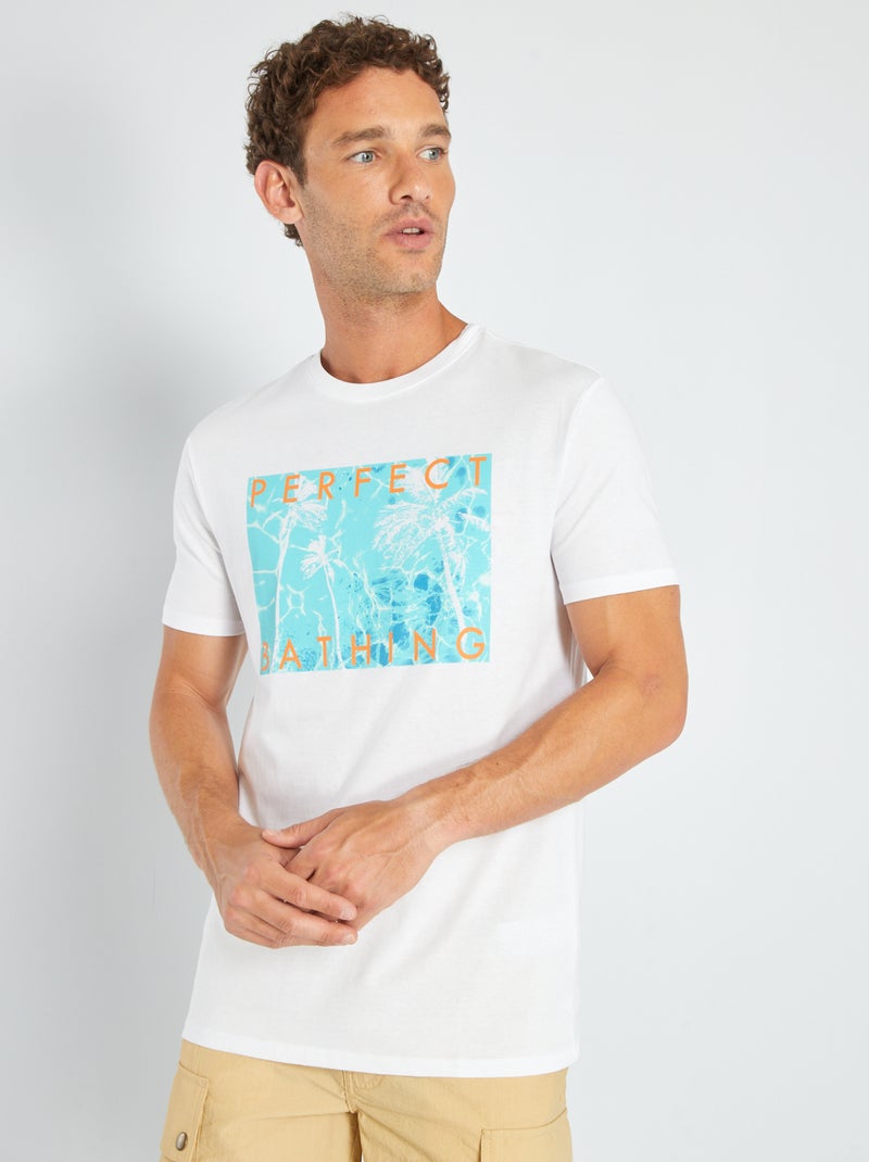 Camiseta de punto con estampado BLANCO - Kiabi