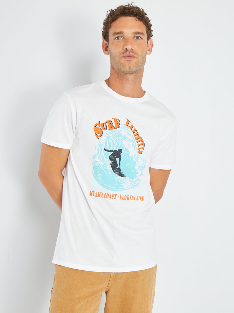 Camiseta de punto con estampado BLANCO - Kiabi