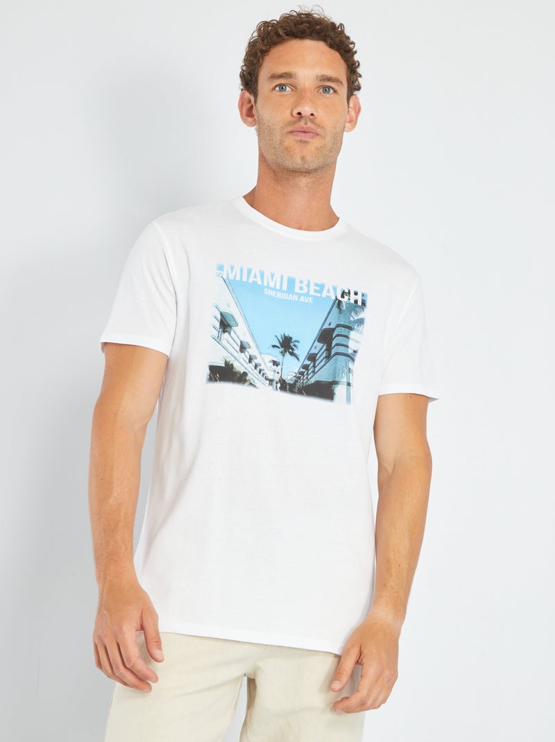 Camiseta de punto con estampado BLANCO - Kiabi