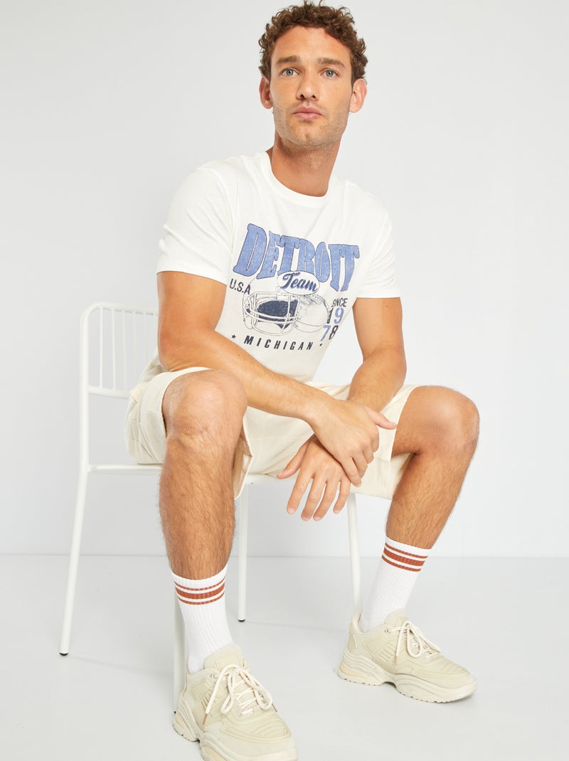 Camiseta de punto con estampado BLANCO - Kiabi