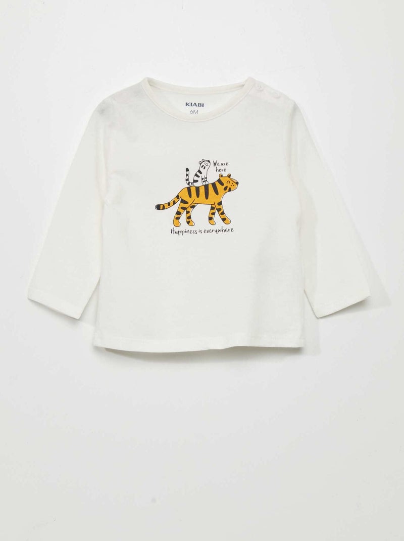 Camiseta de punto con estampado BLANCO - Kiabi