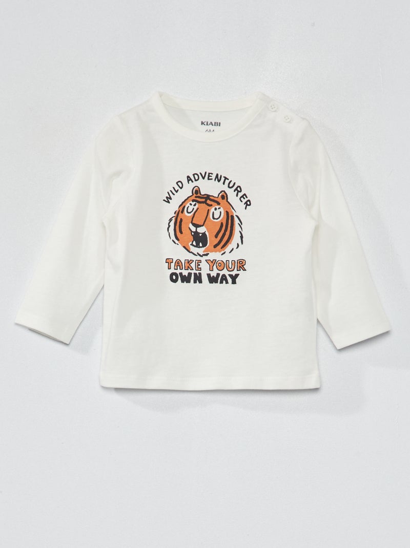 Camiseta de punto con estampado BLANCO - Kiabi