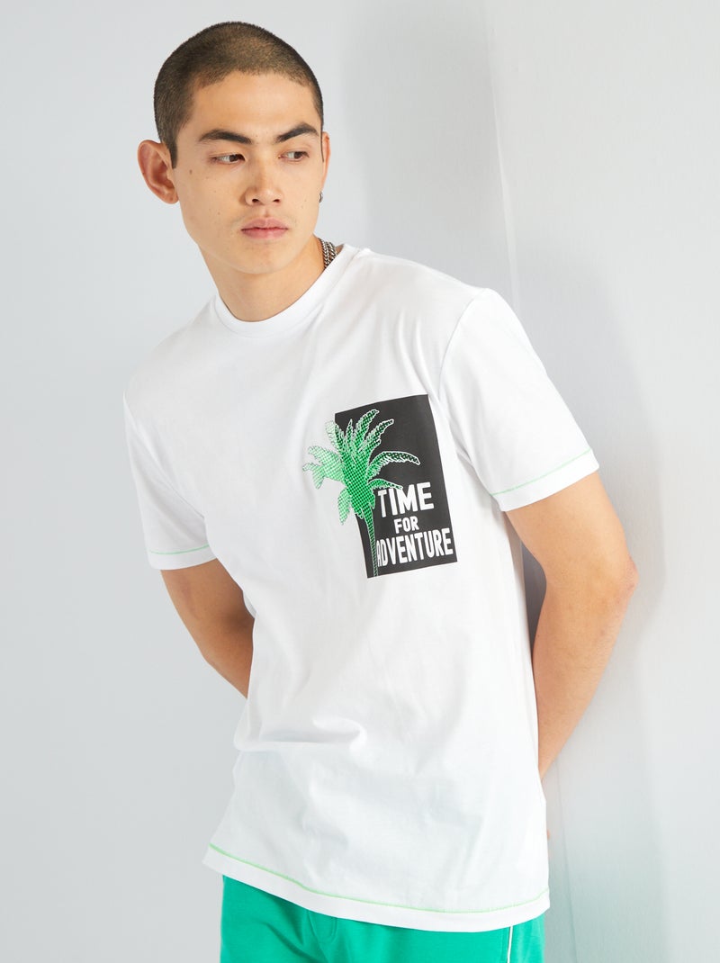 Camiseta de punto con estampado Blanco - Kiabi