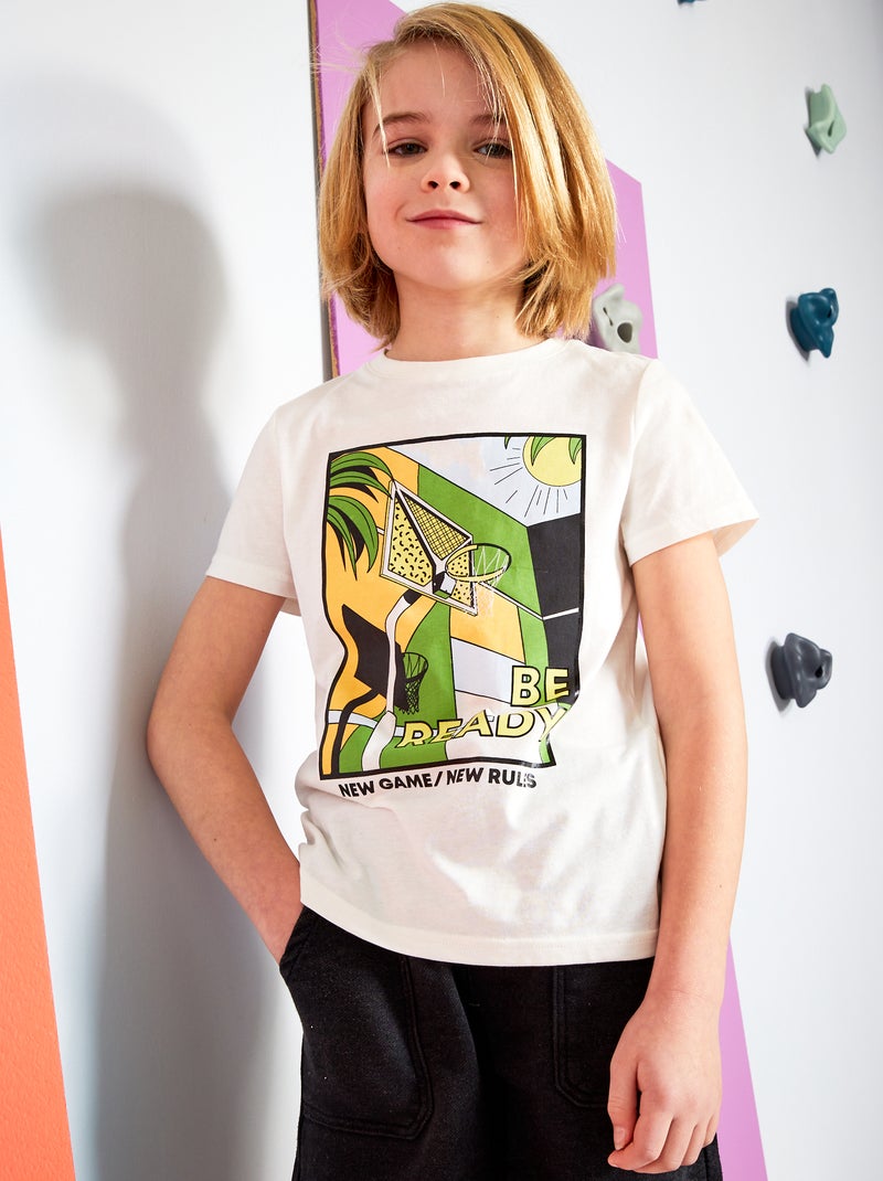 Camiseta de punto con estampado BLANCO - Kiabi