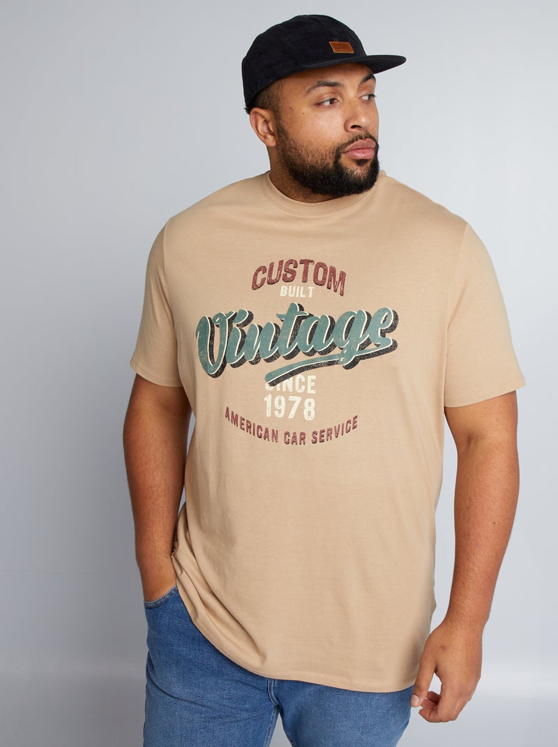 Camiseta de punto con estampado delantero BEIGE - Kiabi