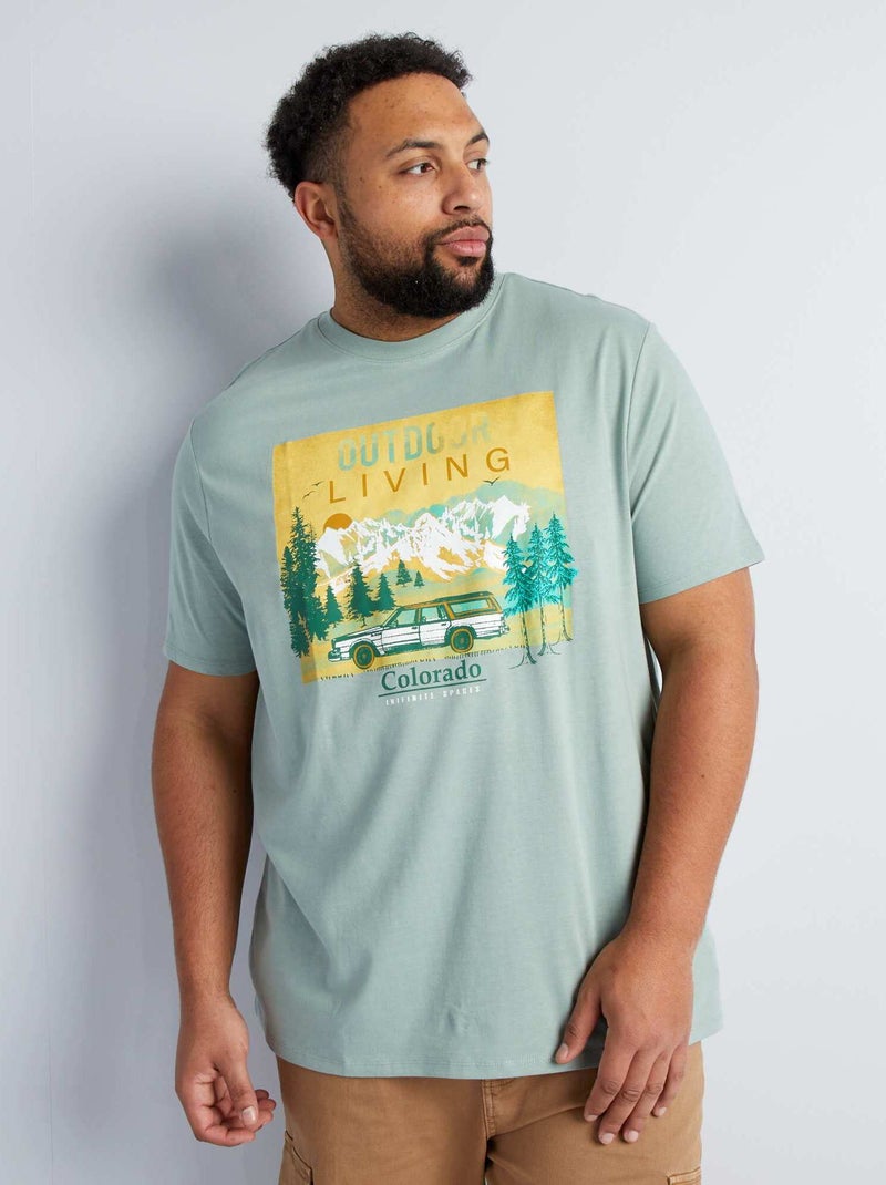 Camiseta de punto con estampado delantero VERDE - Kiabi