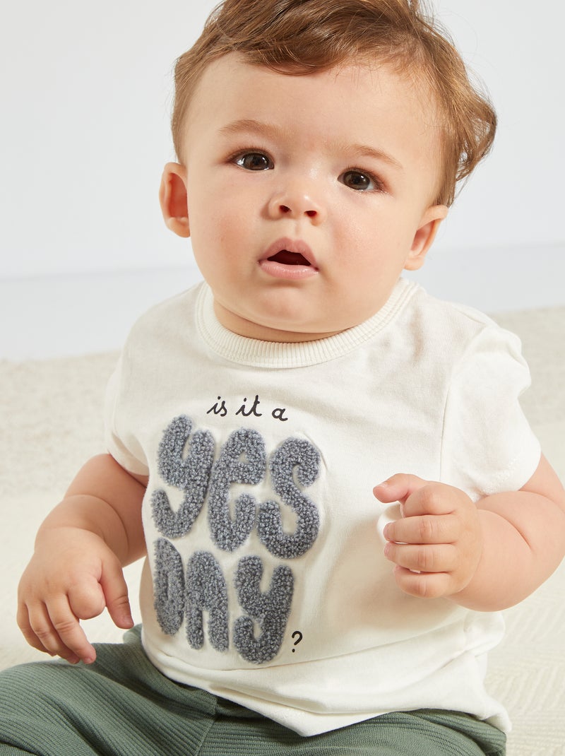 Camiseta de punto con estampado divertido BLANCO - Kiabi