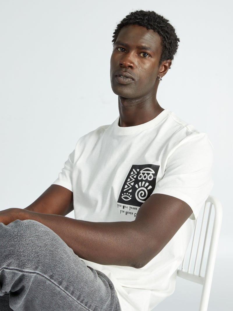 Camiseta de punto con estampado en el pecho Blanco - Kiabi