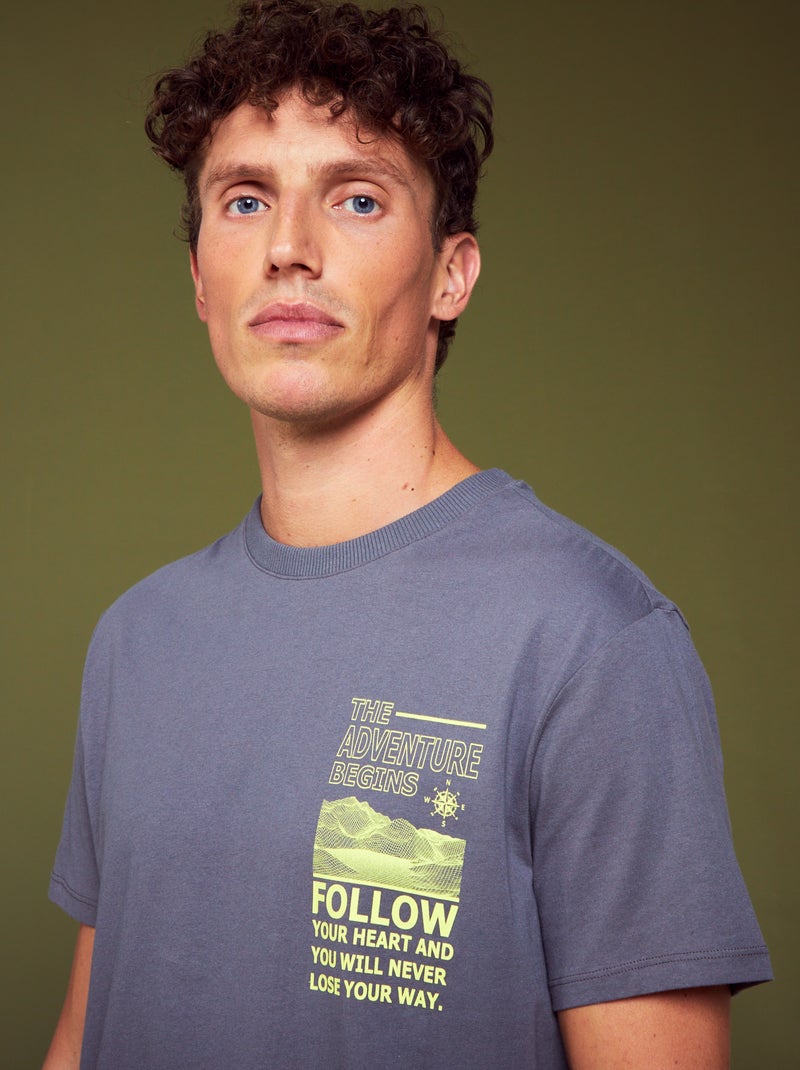 Camiseta de punto con estampado en el pecho GRIS - Kiabi