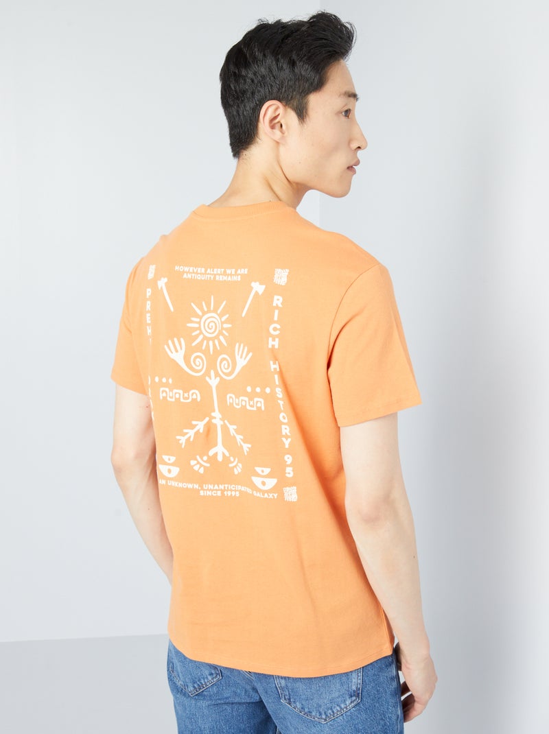 Camiseta de punto con estampado en el pecho NARANJA - Kiabi
