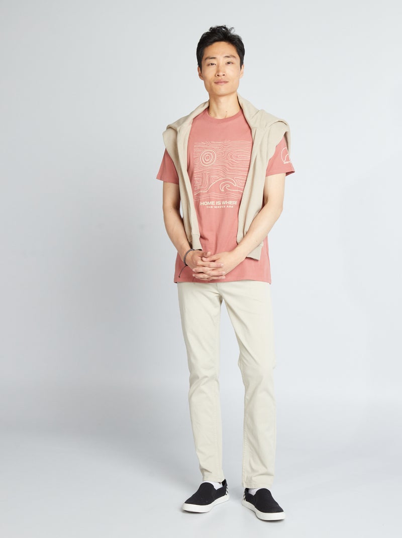 Camiseta de punto con estampado en el pecho ROSA - Kiabi