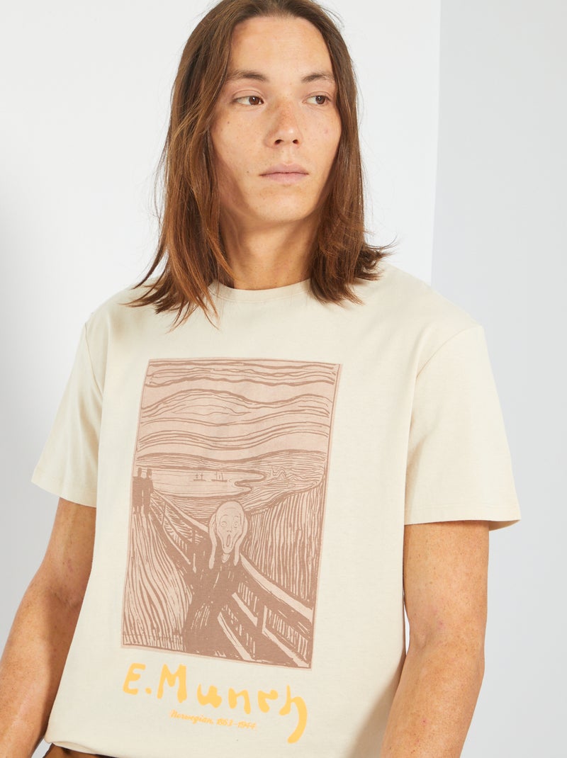 Camiseta de punto con estampado gráfico beige - Kiabi