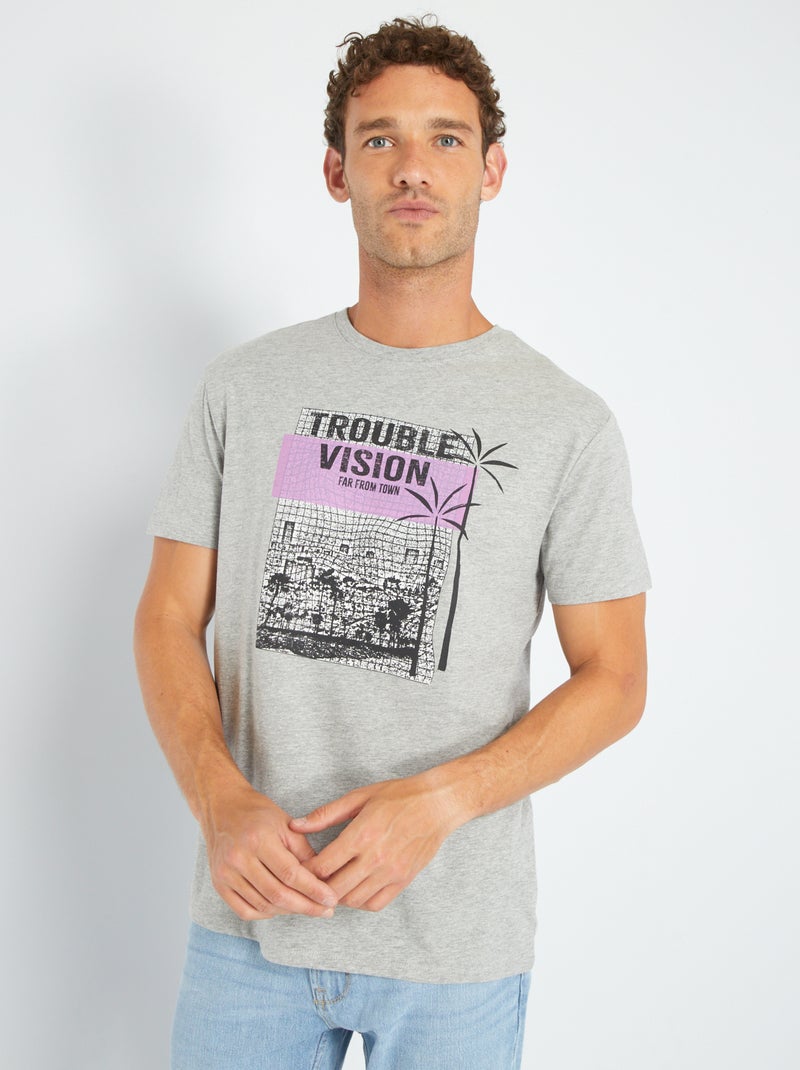 Camiseta de punto con estampado GRIS - Kiabi