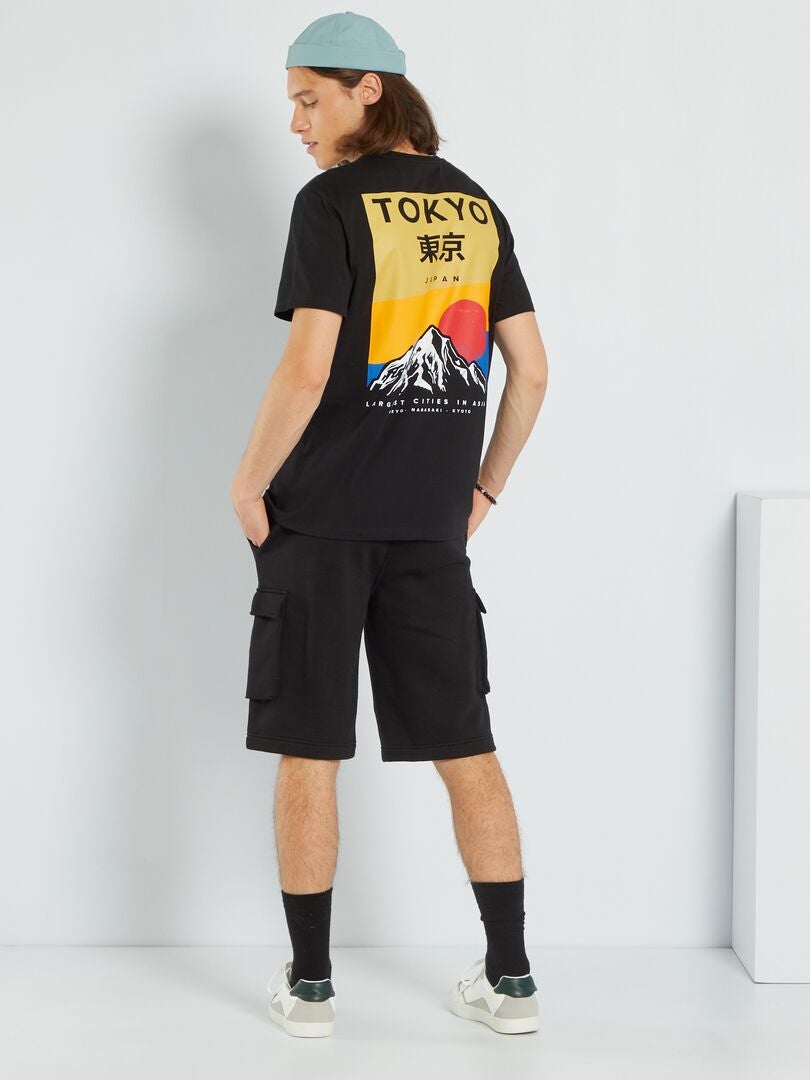 Camiseta de punto con estampado 'Japón' Negro - Kiabi