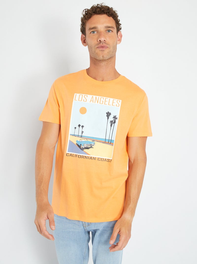 Camiseta de punto con estampado NARANJA - Kiabi