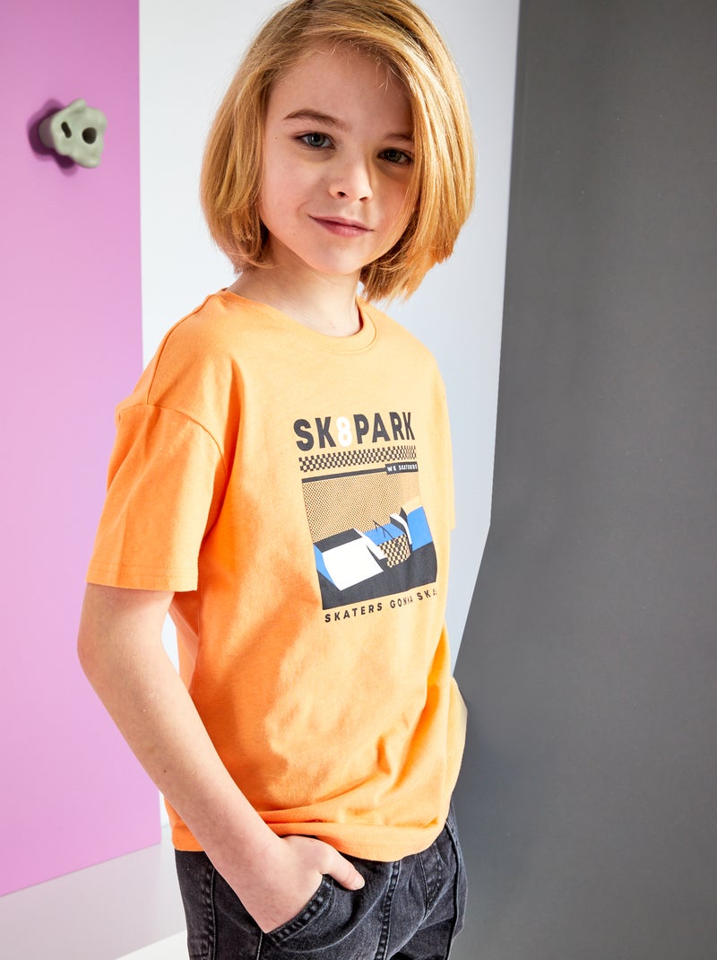 Camiseta de punto con estampado NARANJA - Kiabi