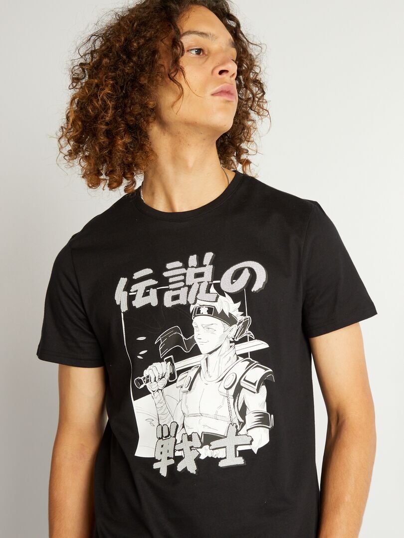 Camiseta de punto con estampado NEGRO - Kiabi