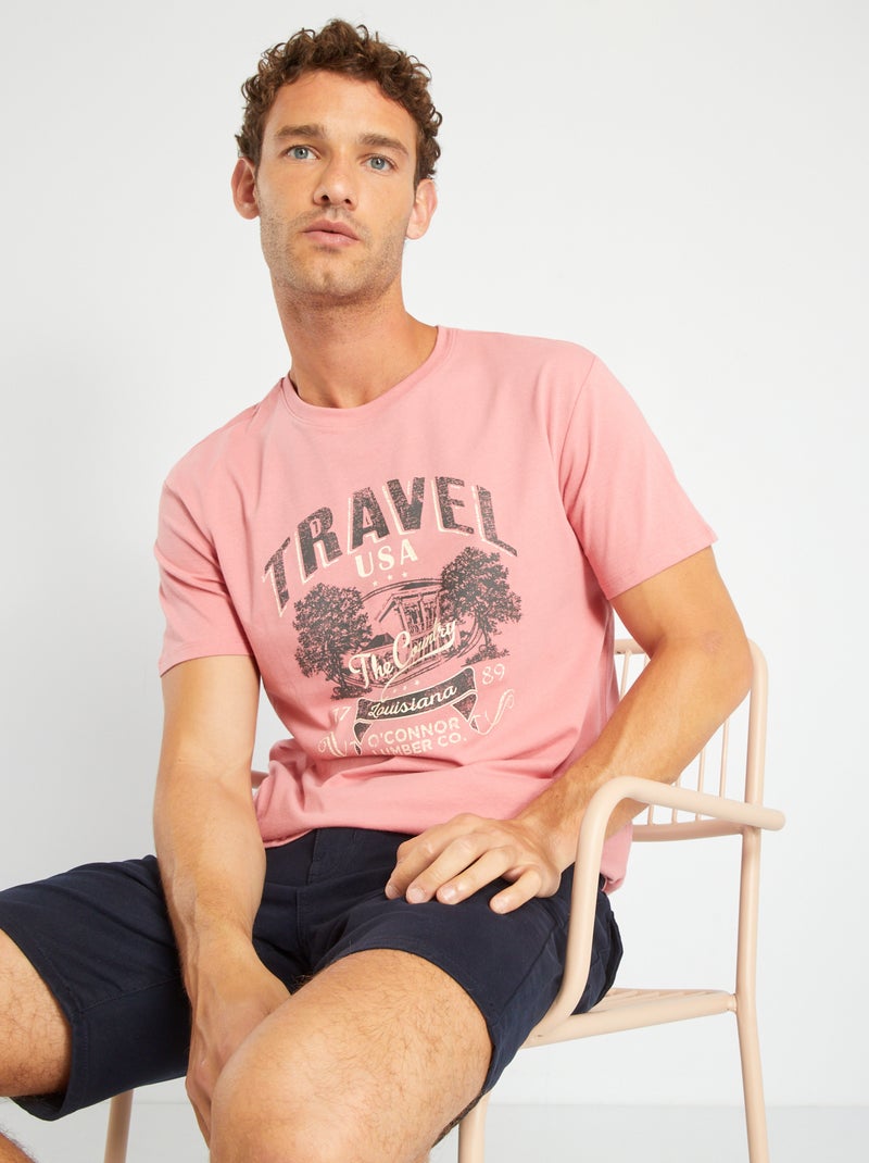 Camiseta de punto con estampado ROSA - Kiabi