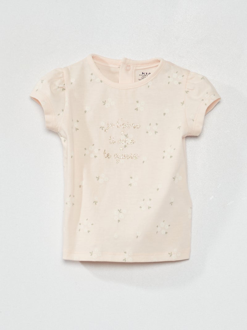 Camiseta de punto con estampado ROSA - Kiabi