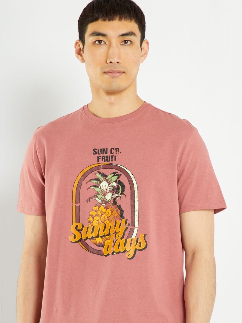 Camiseta de punto con estampado ROSA - Kiabi