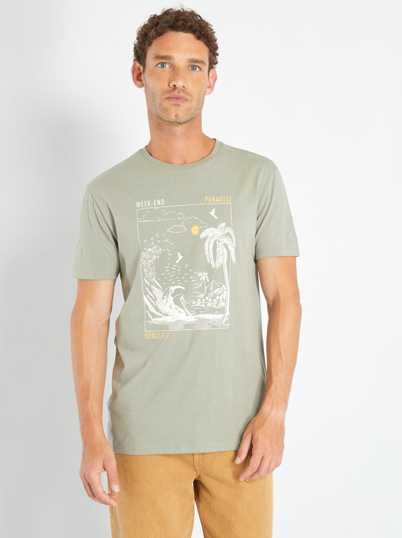 Camiseta de punto con estampado VERDE - Kiabi