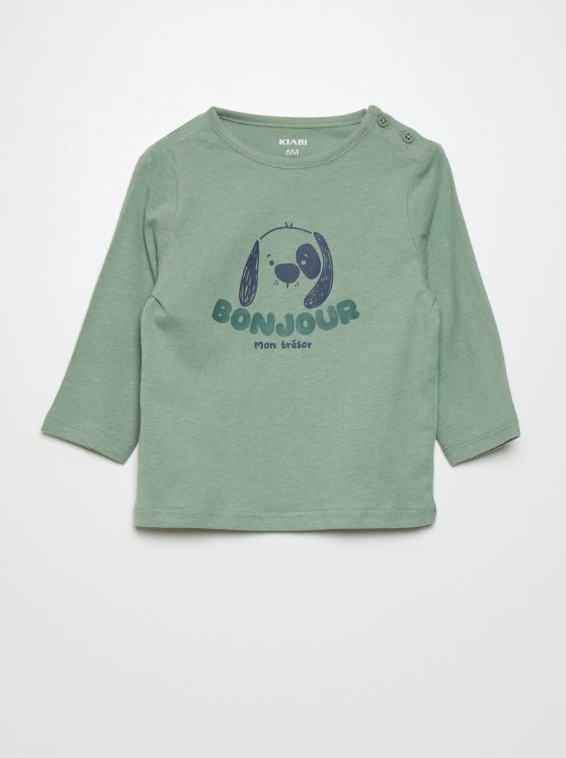 Camiseta de punto con estampado VERDE - Kiabi