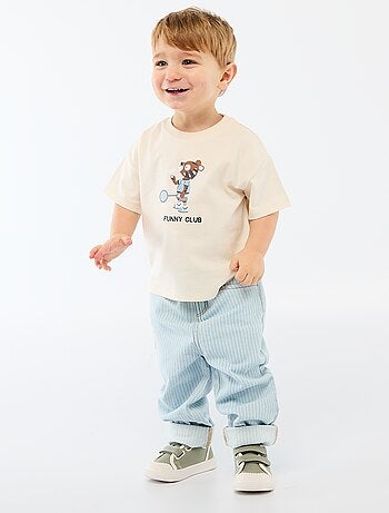 Camiseta de punto con estampado y manga corta