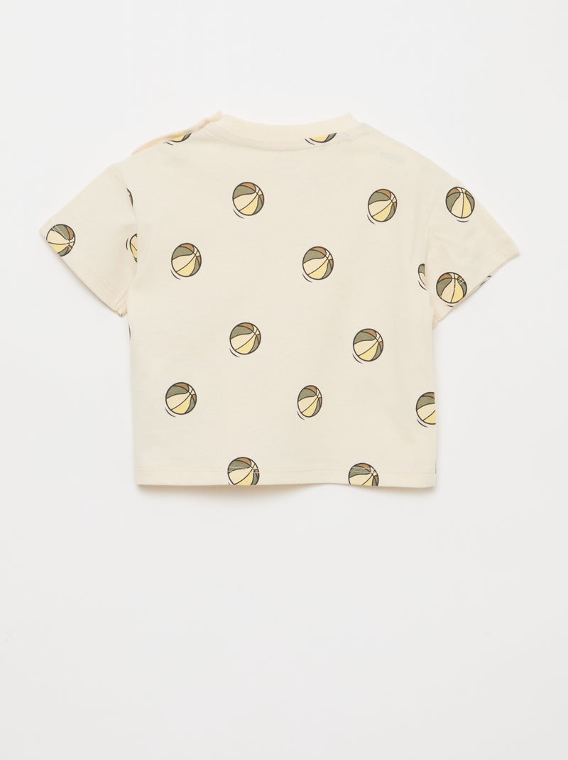 Camiseta de punto con estampado y manga corta Blanco - Kiabi