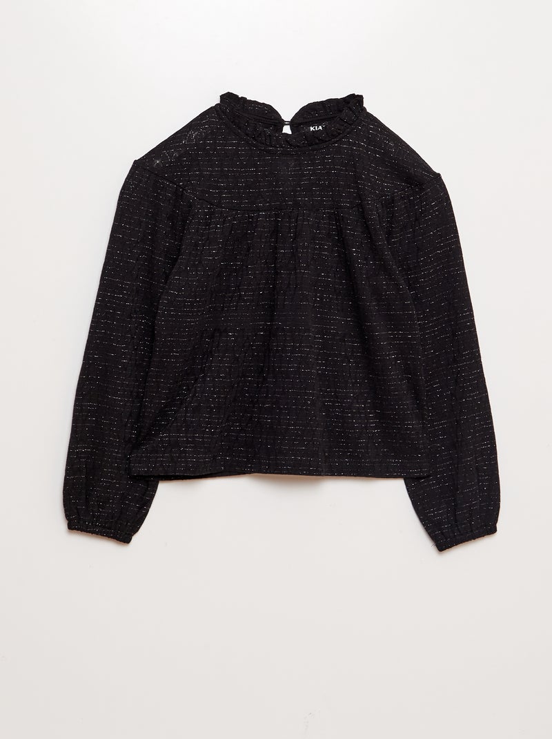 Camiseta de punto con hilos metálicos brillantes negro - Kiabi