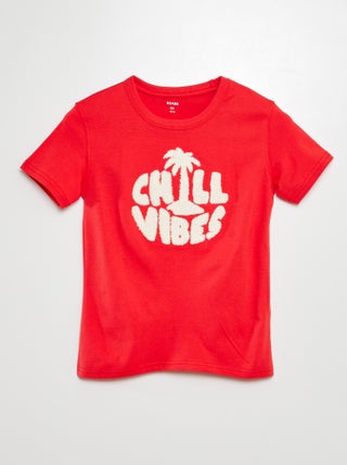 Camiseta de punto con inscripción de rizo