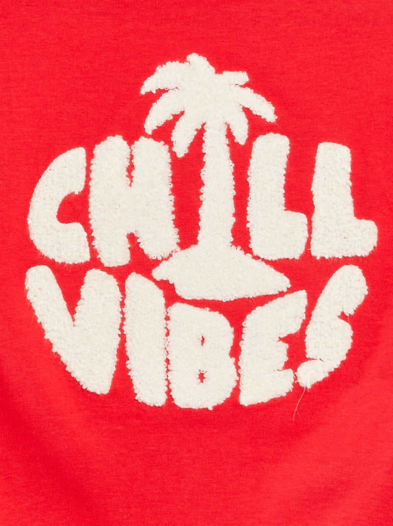 Camiseta de punto con inscripción de rizo ROJO - Kiabi