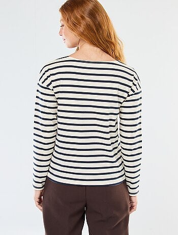 Camiseta de punto con mangas largas y estampado de rayas