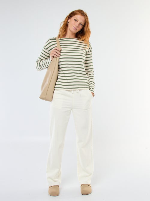 Camiseta de punto con manga larga y estampado de rayas - Kiabi