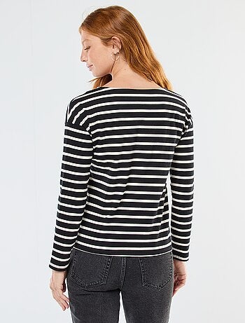 Camiseta de punto con mangas largas y estampado de rayas