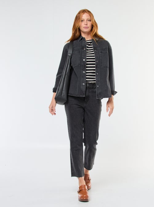 Camiseta de punto con manga larga y estampado de rayas - Kiabi