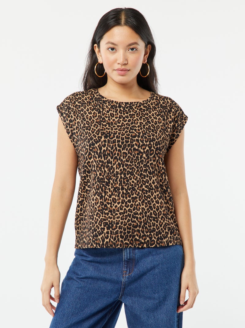 Camiseta de punto con manga murciélago BEIGE - Kiabi