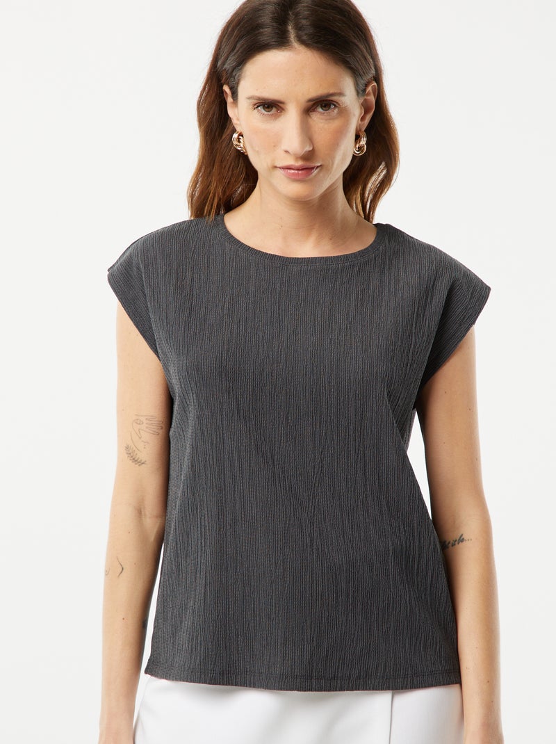 Camiseta de punto con manga murciélago GRIS - Kiabi