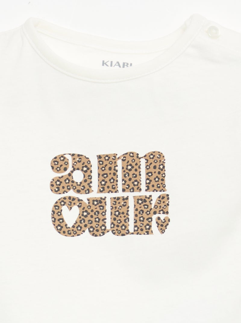 Camiseta de punto con mangas cortas Blanco - Kiabi