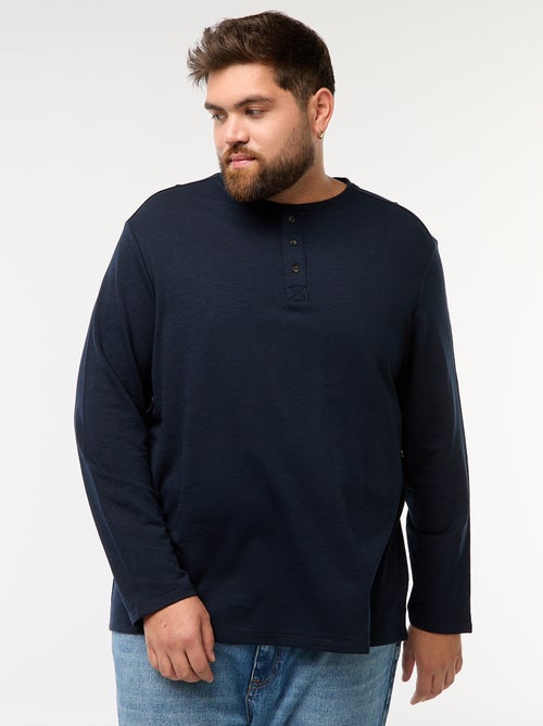 Camiseta de punto con mangas largas y cuello tunecino - Kiabi