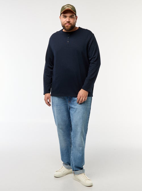 Camiseta de punto con mangas largas y cuello tunecino - Kiabi