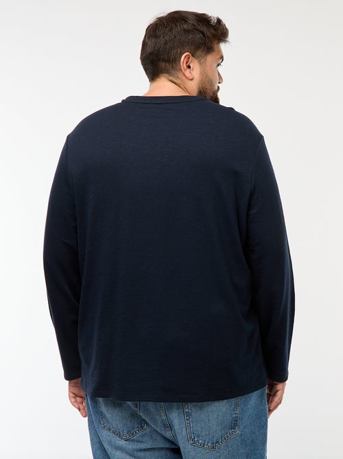 Camiseta de punto con mangas largas y cuello tunecino - Kiabi