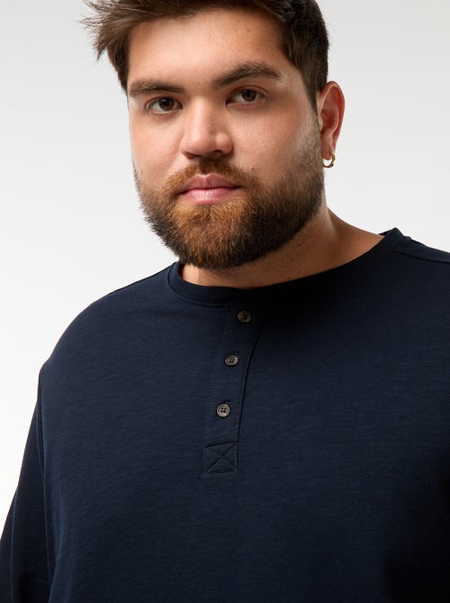 Camiseta de punto con mangas largas y cuello tunecino - Kiabi