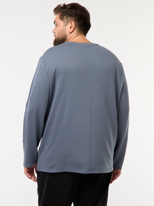 Camiseta de punto con mangas largas y cuello tunecino - Kiabi