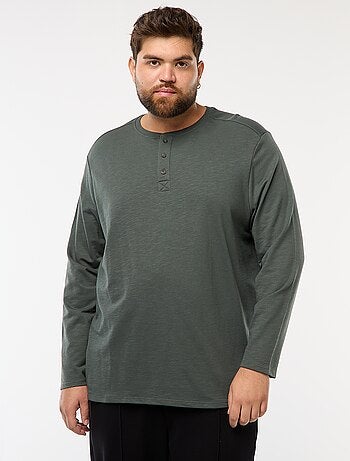 Camiseta de punto con mangas largas y cuello tunecino