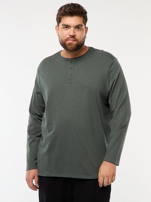 Camiseta de punto con mangas largas y cuello tunecino - Kiabi