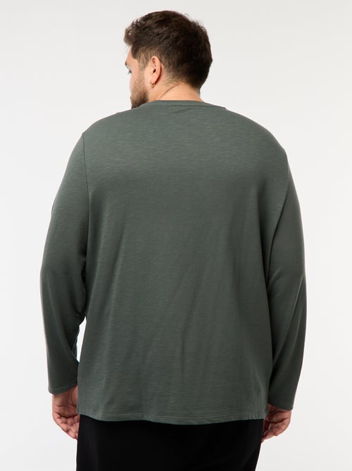 Camiseta de punto con mangas largas y cuello tunecino - Kiabi