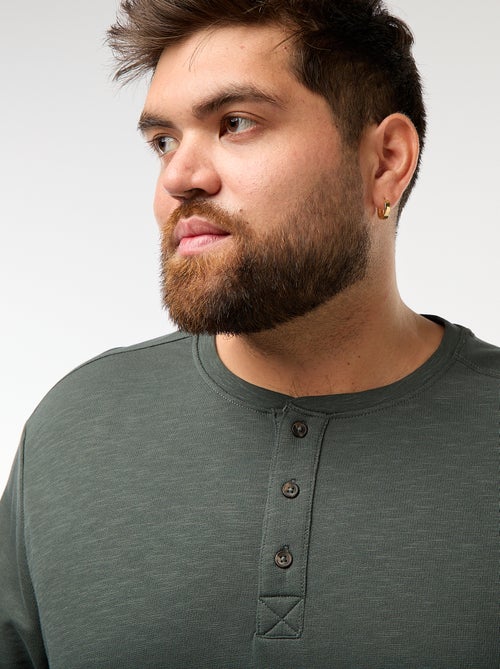 Camiseta de punto con mangas largas y cuello tunecino - Kiabi