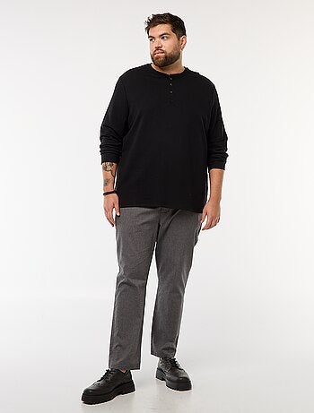 Camiseta de punto con mangas largas y cuello tunecino