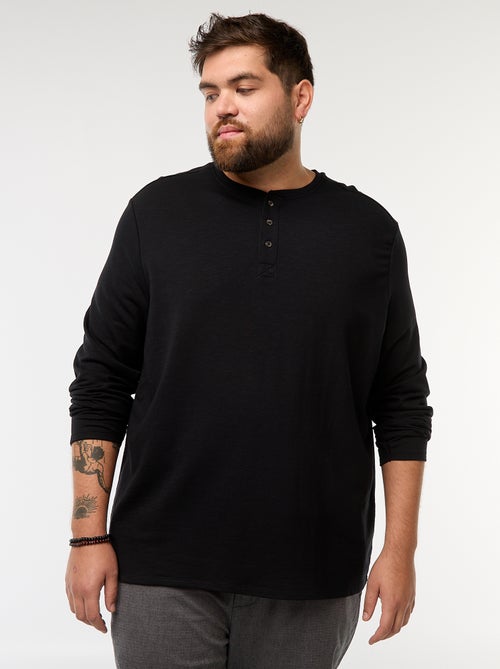 Camiseta de punto con mangas largas y cuello tunecino - Kiabi